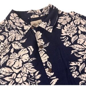 Steve & Barry's Hawaiian Shirt Men L Blue Rayon Floral Hibiscus Short Sleeve